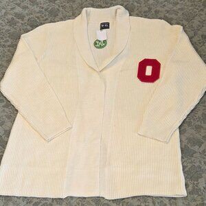 NWT The Ohio State University Cream Cardigan with Scarlet Block O Women's XL